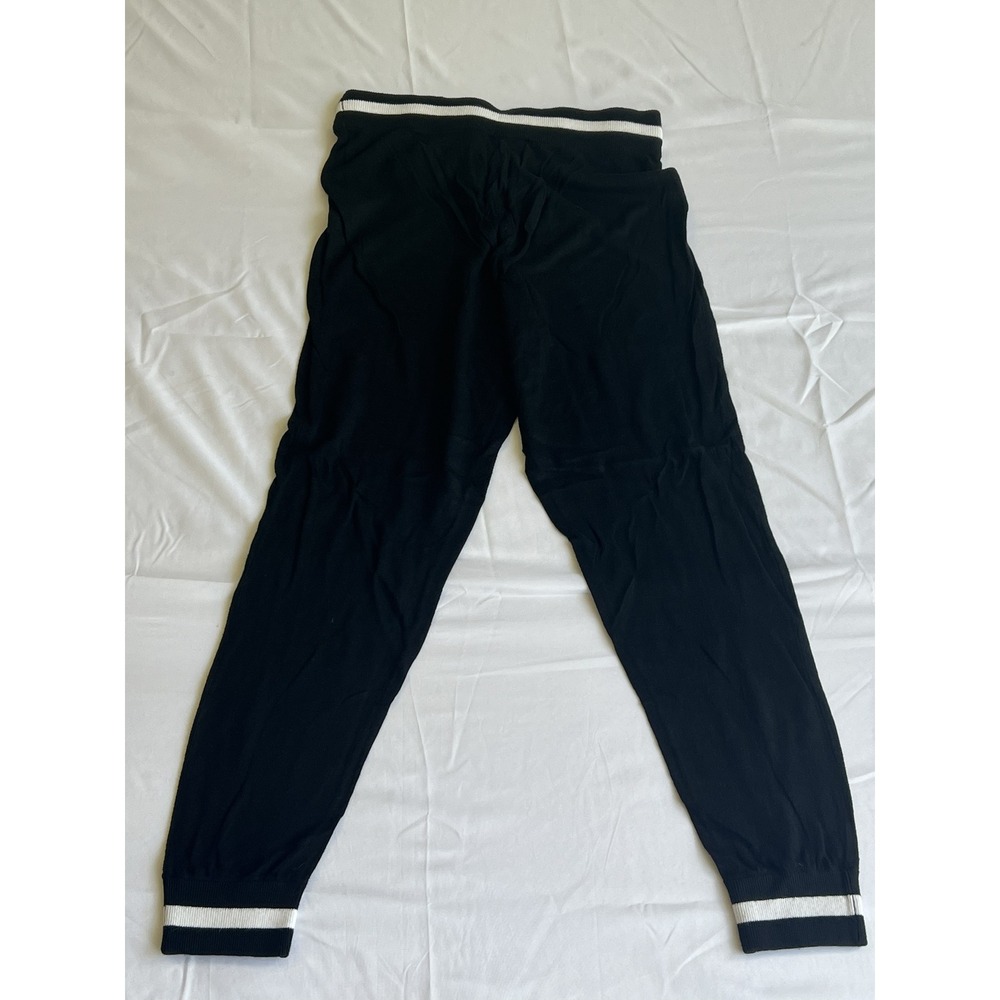 Michael Michael Kors Black Knit Jogger Pants White Stripe QH93BJJ04A Medium - Picture 4 of 9